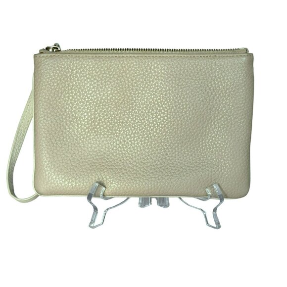 Kate Spade New York Pebbled Leather Chester Street Tinie Wristlet Cement & Cream - Picture 3 of 6